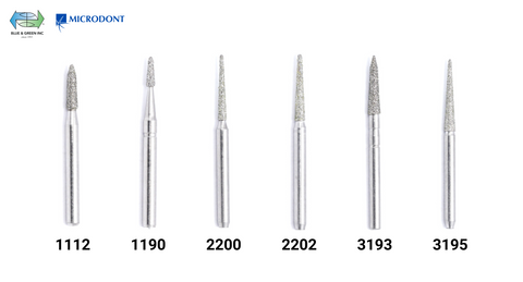 Diamond Bur FG - Conical Torpedo - Blue & Green Inc.