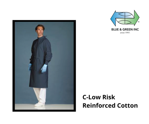 Surgical System Gown, Reinforced Cotton (C-Low Risk PPE 1 - 13688) surgical isolation gown - Blue & Green Inc.