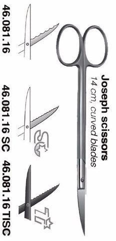 Joseph Scissors 14cm, Curved blades (46.081.16) - Blue & Green Inc.