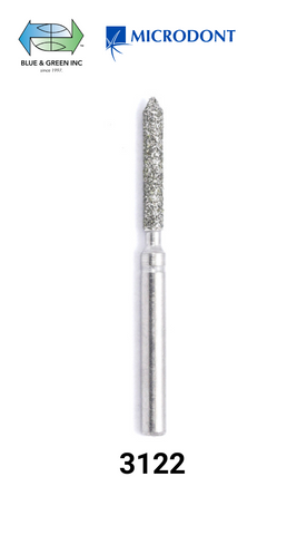 Sterilized Diamond Bur FG Safe Drill (Single Use) - Beveled Cylinder (Pkg of 25) (3122) - Blue & Green Inc.
