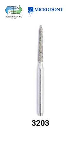 Sterilized Diamond Bur FG Safe Drill (Single Use) - Pointed Taper (Pkg of 25) (3203) - Blue & Green Inc.