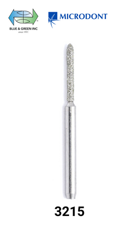 Sterilized Diamond Bur FG Safe Drill (Single Use) - Torpedo Cylinder (Pkg of 25) (3215) - Blue & Green Inc.