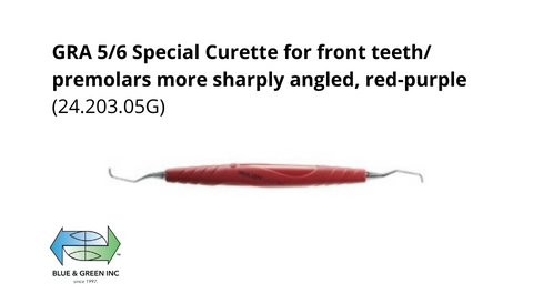 GRA 5/6 Special Curette for front teeth/ premolars more sharply angled, red-purple (24.203.05G)Helmut Zepf