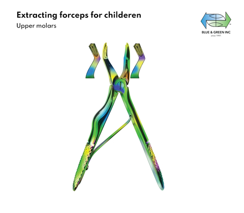 Pediatric Extracting forceps for children, Upper molars with spring (Z 352-03) Forceps - Blue & Green Inc.