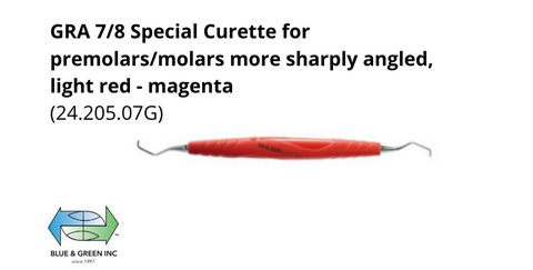 GRA 7/8 Special Curette for premolars/molars, more sharply angled, lightred-magenta (24.205.07G)Helmut Zepf