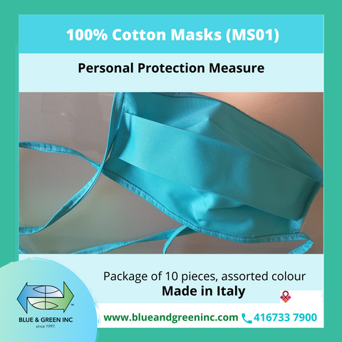 Cotton Mask for Adult (MS01) Mask - Blue & Green Inc.