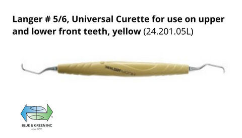 Langer # 5/6, Universal Curette for use on upper and lower front teeth, yellow&nbsp;(24.201.05L)Helmut Zepf