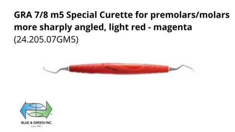 GRA 7/8 M5 Special Curette for premolars/molars, more sharply angled, light red-magenta (24.205.07GM5)Helmut Zepf